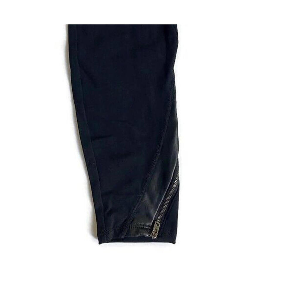 Athleta Womens Luxe Ponte Leggings Pants Black Faux Leather Zip Moto Leggings XS - Picture 5 of 6